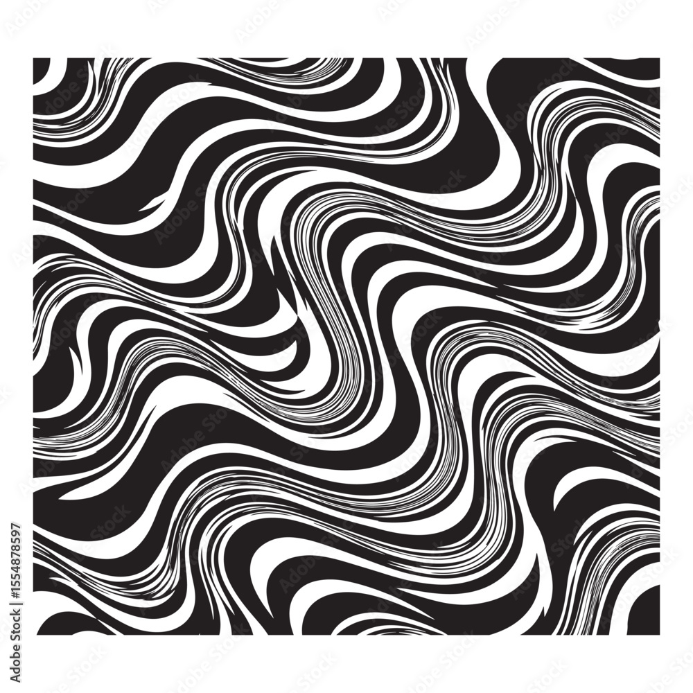 Fototapeta premium Black and white wavy abstract pattern background