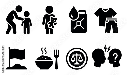 Charity, donation silhouette icon set. aid, support, volunteer icons collection