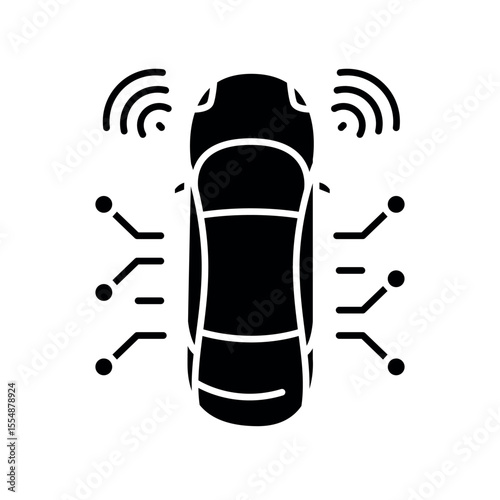 autonomous vehicle black flat icon for digital and print projects.