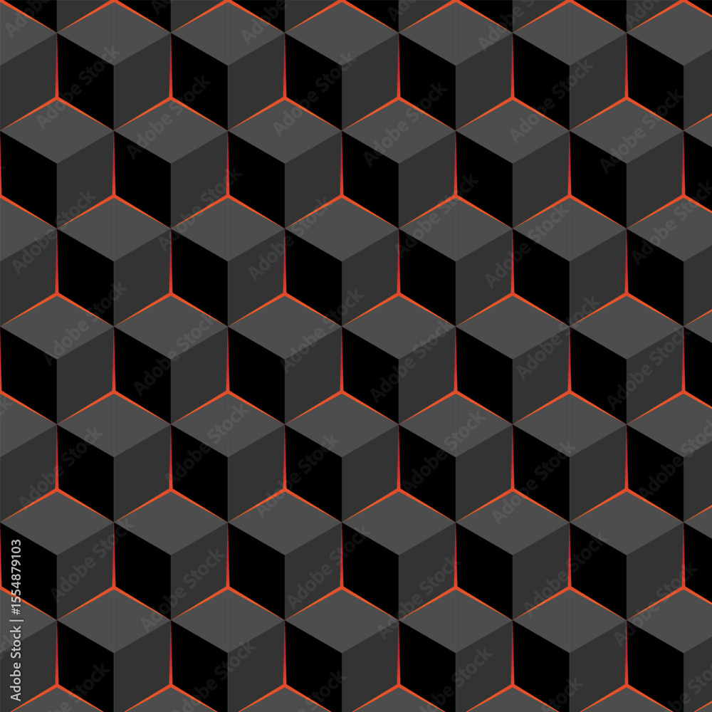 Modern 3d hexagon seamless vector pattern