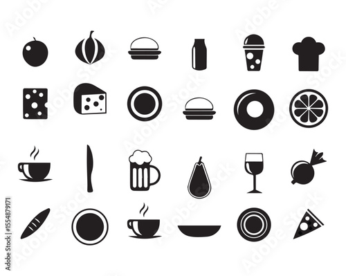 Collection of Kitchen icons Silhouette, EPS Vector, fully Editable File.