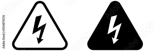 High Voltage Icon. Lightning Bolt Warning Icon. Electrical Hazard Icon.