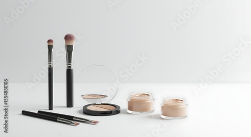Makeup Brushes Concealer Jars isolated on a transparent background