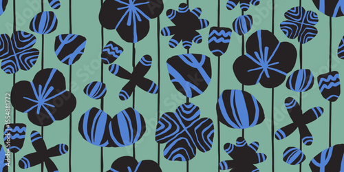 Modern floral with flowers print. Seamless pattern. Hand drawn style. Ideal for textile design, wallpaper, covers, posters, cards, decoration and packaging.