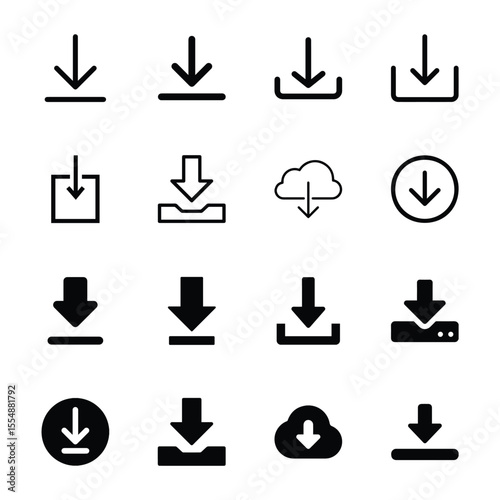 Download icon. Download icon for use in mobile apps, websites, software UI, cloud storage services, or digital file transfer concepts.