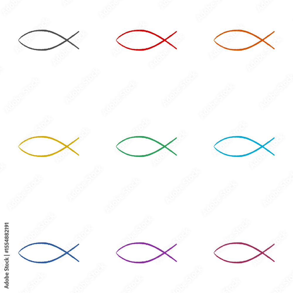 Fish  icon isolated on white background. Set icons colorful