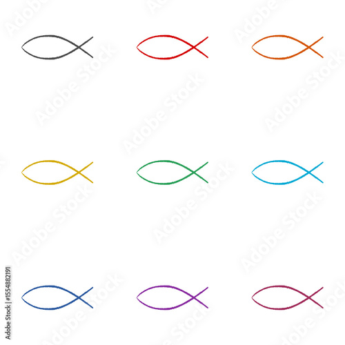 Fish  icon isolated on white background. Set icons colorful