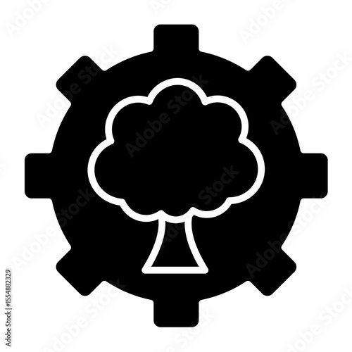 Tree With Gears  Icon Element For Design	