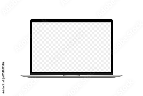 Realistic laptop with blank screen on a white background