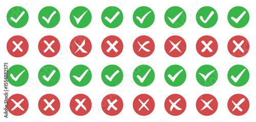 Green check marks and red crosses collection