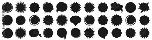 Black shapes for tag or label for promotion in a flat design