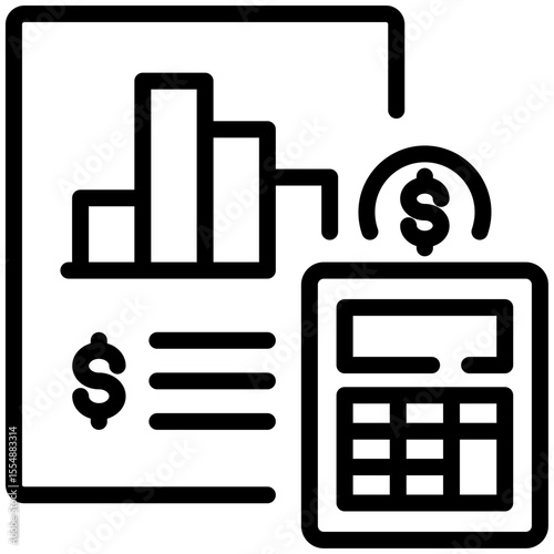 Budget calculation icon for accounting and finance business, website, application, printing, document, poster design, etc