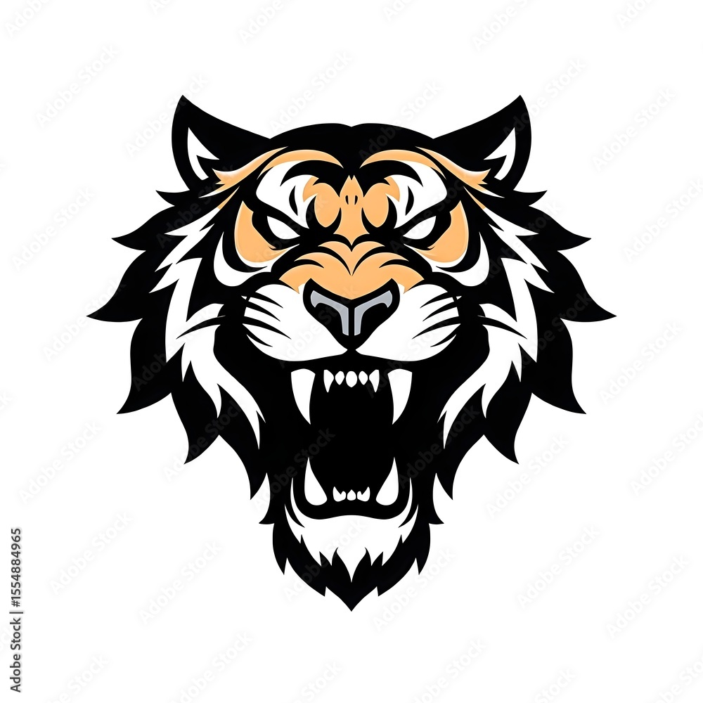 Obraz premium illustrasion tiger head mascot simple logo