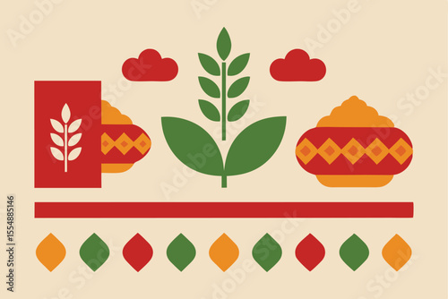  World Food Day Mosaic of Rare Traditional Foods with Ethnic Borders