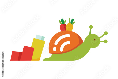 World Food Day Vector – Organic Veggie Snail vs Fast Food Satire Illustration.