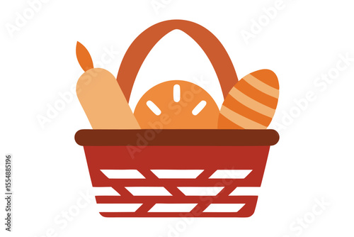 World Food Day Vector – Cultural Bread Basket with Global Breads in Rustic Style