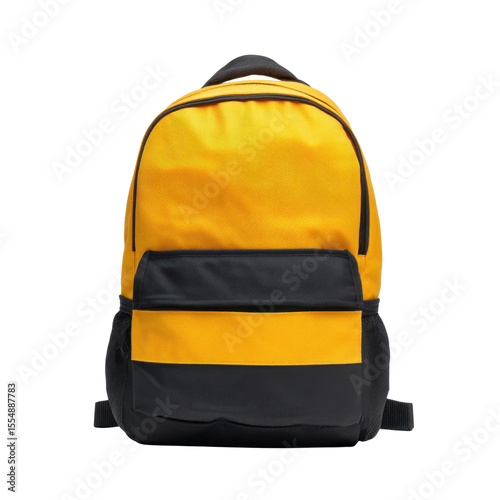 Vibrant Yellow and Black Backpack for School and Outdoor Activities, Ideal for Daily Use and Travel Transparent background or png
