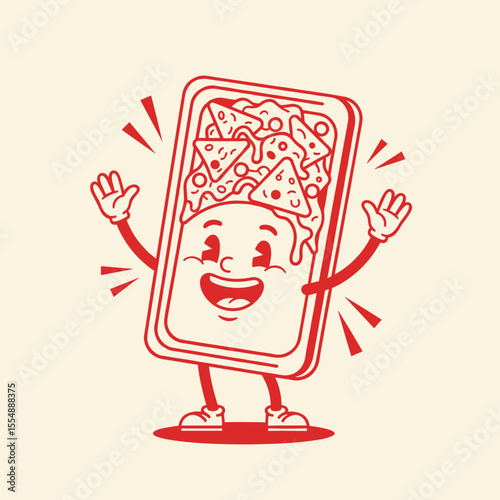 Happy Cartoon Nacho Container Character Illustration
