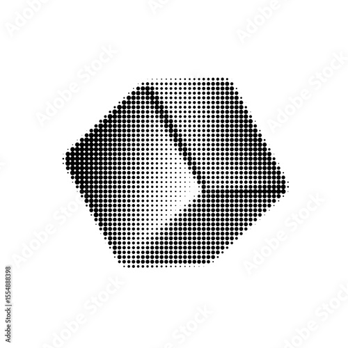 Halftone cube vector illustration in black and white. Abstract geometric design perfect for modern prints, digital graphics, and dynamic backgrounds. Trendy minimalist art.