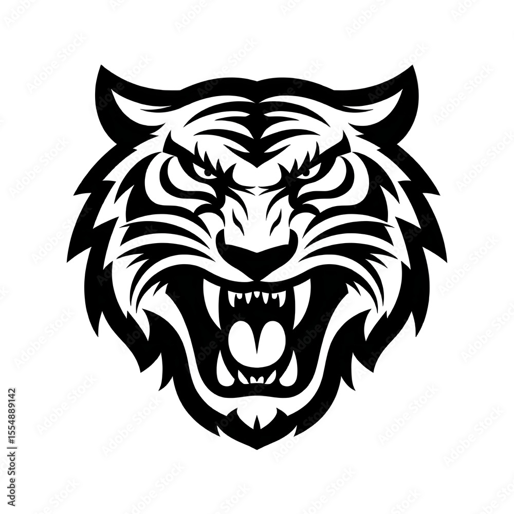 Obraz premium illustrasion tiger head mascot simple logo