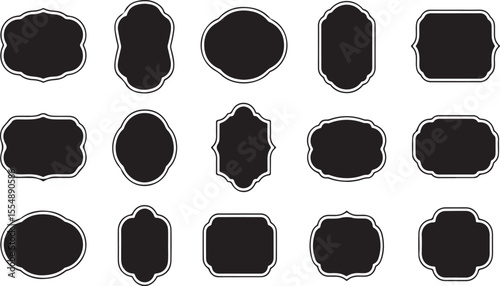 Decorative black vintage frames and labels ornate