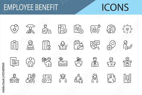 Health, Insurance, and Leave Benefits Icons for Workplace Wellbeing