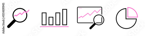 collection of analysis icons on transparent background
