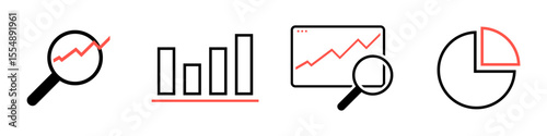 collection of analysis icons on transparent background