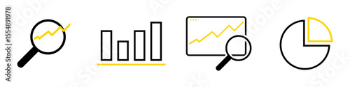 collection of analysis icons on transparent background
