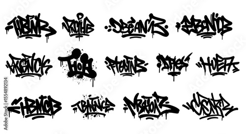 Urban graffiti vector illustration – street art design in bold black letters for posters and apparel