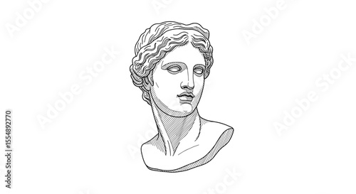 Classical sculpture vector illustration: line art for art design poster