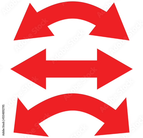 Dual sided arrow vector, icon, silhouette design. Semicircular curved thin, long double ended arrow vector design for website, app and logo design. Horizontal dual side arrow.