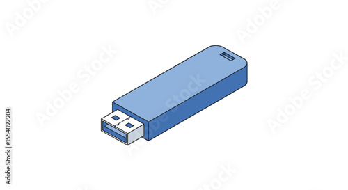 Usb flash drive vector illustration - isometric design for technology icons and prints