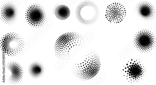 Geometric halftone vector illustration in black and white for modern design