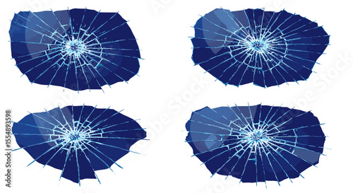 Broken glass vector illustration with shattered window effects for creative design