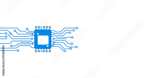 Microchip circuit design in blue: vector illustration for technology posters