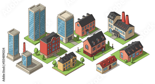 Isometric cityscape: architectural vector illustration for urban design projects and posters