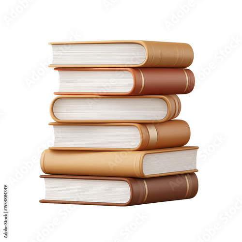 Stack of Colorful Vintage Books on a White Background for Literary and Education Themes Transparent background or png
