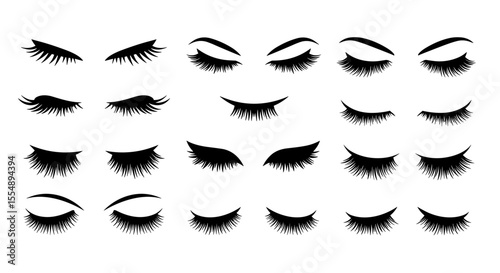 Elegant eyelashes collection vector illustration for beauty design
