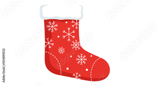 Christmas stocking vector illustration for holiday design, perfect for cards and decor in a flat, festive style