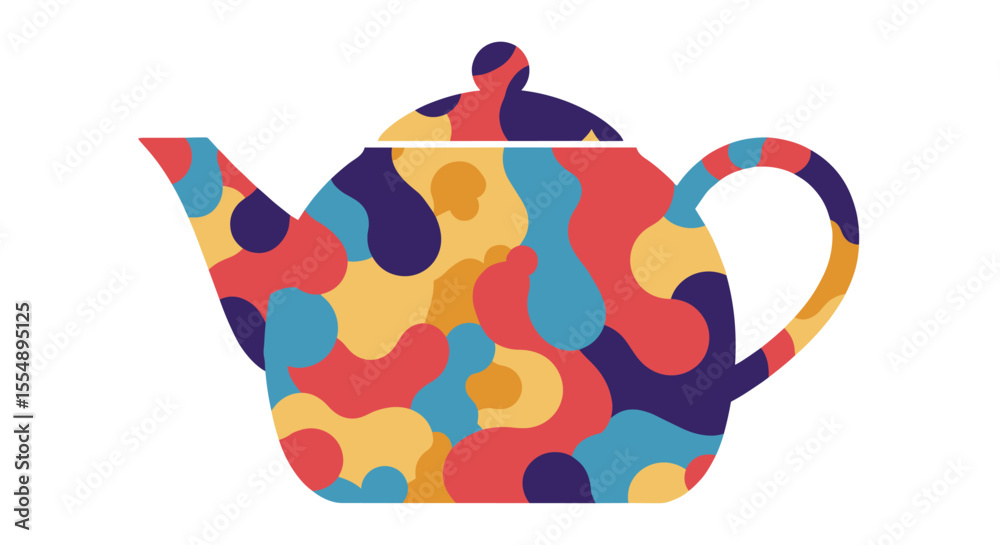 Abstract tea pot vector illustration: modern colorful design for poster and print in flat style