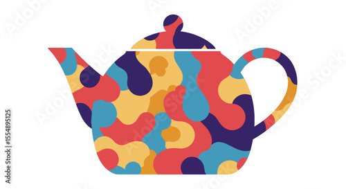 Abstract tea pot vector illustration: modern colorful design for poster and print in flat style