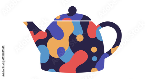 Abstract tea pot vector illustration: colorful, modern design for decor and prints in flat style