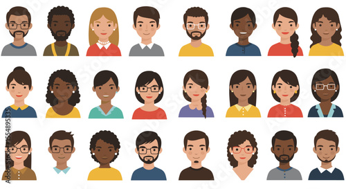 Diverse people avatar vector illustration for web and app design in flat style