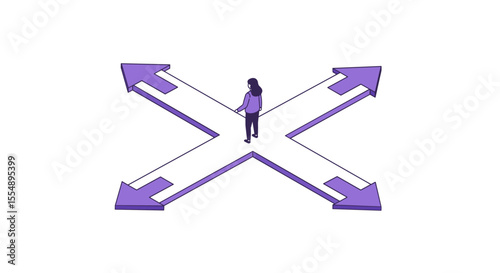 Decision making concept vector illustration: isometric design for business strategy and career choices