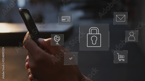 data protection and cybersecurity concept, internet network security online with padlock icon