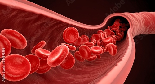 3D Rendered Illustration of Blood Cells in the Bloodstream