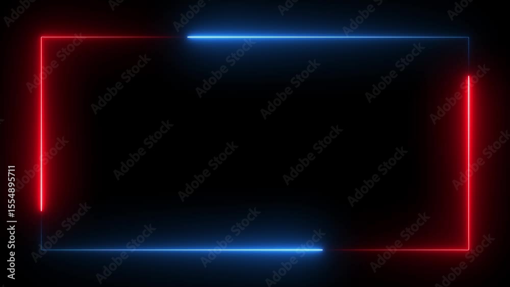 Abstract double Neon Line Loading Frame Animation. abstract beautiful loading illustration background. Neon glowing rectangular frame background motion graphic. social media video frame 4k animation.