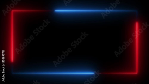 Abstract double Neon Line Loading Frame Animation. abstract beautiful loading illustration background. Neon glowing rectangular frame background motion graphic. social media video frame 4k animation.