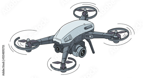 Quadcopter drone vector illustration - technology concept for design in flat style